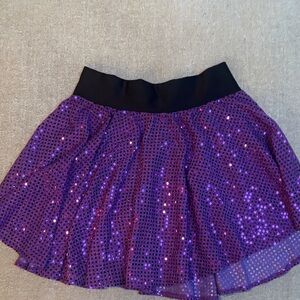 Sparkle Skirts Purple Sequin Mini Skirt with Black Waistband